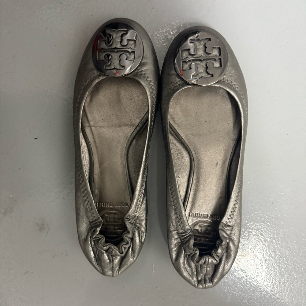 Tory Burch Silver Ballet Flats